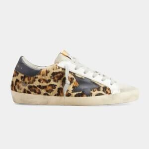 GOLDEN GOOSE Superstar Leopard Calf Hair Sneakers in size US 10 EU 40